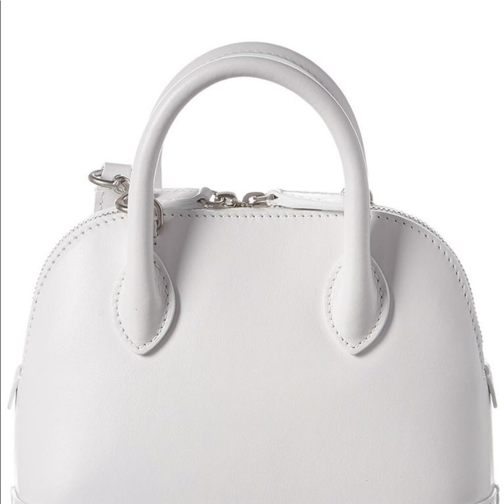 top handle tote bills Xxs white leather satchel.